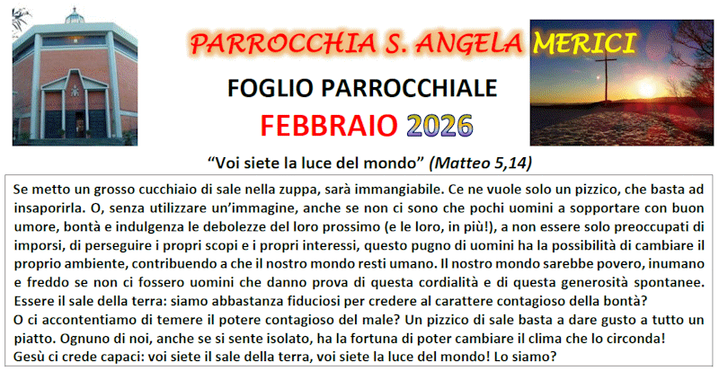 Il Foglio Parrocchiale mensile Il Foglio Parrocchiale mensile
